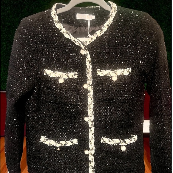 Luxury Look Blazer Jacket Large NWT Boutique Reminiscent of High Fashion - Picture 3 of 6